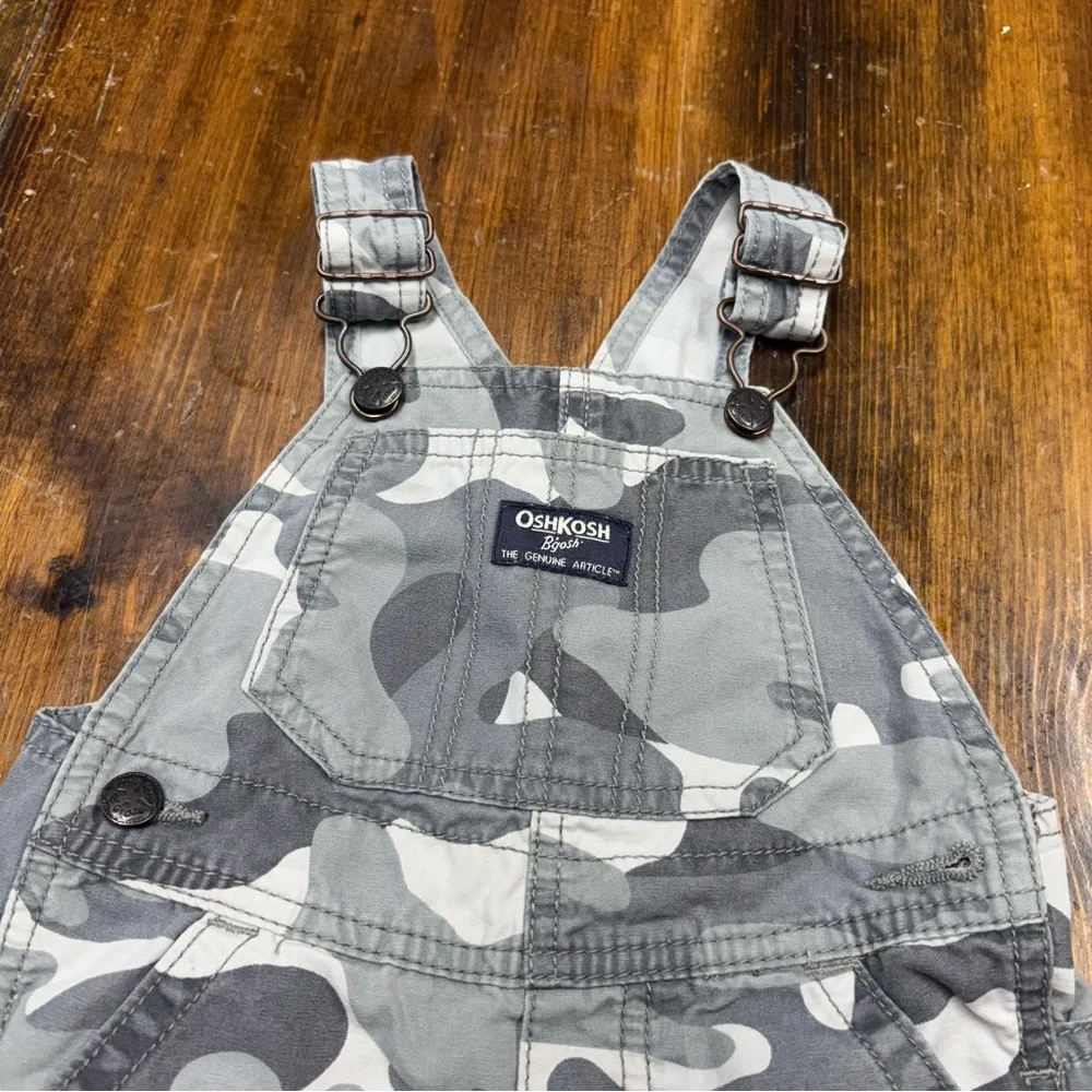 Osh Kosh Gray Camo Overalls‎ Size 18 Months